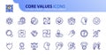 Simple set of outline icons about core values. Business concepts