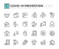 Simple set of outline icons about Coronavirus prevention Royalty Free Stock Photo
