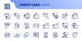 Simple set of outline icons about credit card. Finances concept