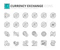 Simple set of outline icons about currency exchange Royalty Free Stock Photo