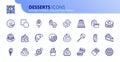 Simple set of outline icons about desserts and sweets