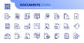 Simple set of outline icons about documents