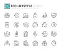 Simple set of outline icons about eco lifestyle. Ecology concept Royalty Free Stock Photo