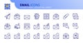 Simple set of outline icons about email. Technology and communication concept Royalty Free Stock Photo