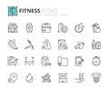 Simple set of outline icons about fitness