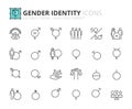 Simple set of outline icons about gender identity