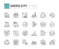 Simple set of outline icons about green city. Sustainable development