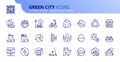 Simple set of outline icons about green city. Sustainable development