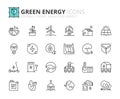 Simple set of outline icons about green energy. Ecology concept