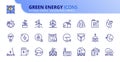 Simple set of outline icons about green energy. Ecology concept