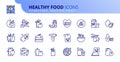 Simple set of outline icons about healthy food Royalty Free Stock Photo