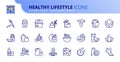 Simple set of outline icons about healthy lifestyle Royalty Free Stock Photo