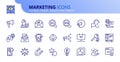 Simple set of outline icons about marketing. Communication concept Royalty Free Stock Photo
