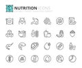 Simple set of outline icons about nutrition, healthy food Royalty Free Stock Photo