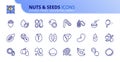 Simple set of outline icons about nuts and seeds