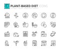 Simple set of outline icons about plant based diet Royalty Free Stock Photo