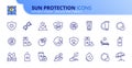 Simple set of outline icons about sun protection