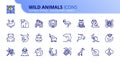 Simple set of outline icons about wild animals Royalty Free Stock Photo