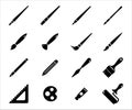 Simple Set of painting art supply Related Vector icon graphic design. Contains such Icons as paint brush, pencil, pen, blade, mop