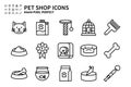 Simple Set of Pet Shop Vector Line Icons. Contains icons like Cat head, Pet milk, Bird cage, Pet food and more.