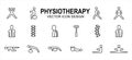 Simple Set of physiotherapy and chiropractic Related Vector icon user interface graphic design. Contains such Icons as stretching