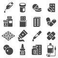 Simple Set of Pills Related Vector Icons.