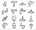 Simple Set of plumbing water piping treatment Related Vector icon graphic design. Contains such Icons as water drop, pipe, faucet