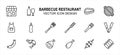 Simple Set of barbecue restaurant lineal style Vector icon user interface graphic design. Contains such Icons as