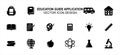 Simple Set of school education Vector icon user interface graphic design. Contains such Icons as backpack, book mark, school bus,