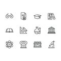 Simple set science, research and art illustration line icon. Contains such icon eyes glasses, academic cap, book