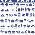 Sea Food Related Vector Icons.