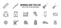 Simple Set of sewing and taylor Related lineal style Vector icon user interface graphic design. Contains such Icons as sewing