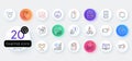 Simple set of Shields, Handout and Report checklist line icons. For web application. Vector