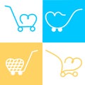 Simple set of shopping cart, trolley vector icons. Contains such icons as mobile shop, web site, and ui. Cart flat collection of w Royalty Free Stock Photo