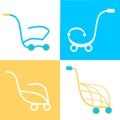 Simple set of shopping cart, trolley vector icons. Contains such icons as mobile shop, web site, and ui. Cart flat collection of w Royalty Free Stock Photo