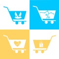 Simple set of shopping cart, trolley vector icons. Contains such icons as mobile shop, web site, and ui. Cart flat collection of w Royalty Free Stock Photo