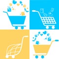 Simple set of shopping cart, trolley vector icons. Contains such icons as mobile shop, web site, and ui. Cart flat collection of w Royalty Free Stock Photo