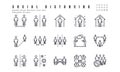 Simple Set of Social Distancing, Coronavirus Disease 2019 Covid-19 Line Icons such Icons as Stay Home, Quarantine, Work from Home