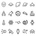 Simple Set of Space Related Icons Lines. Royalty Free Stock Photo