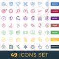 Simple Set of Start Up, Business, Audio, Music, Video, Cinema, Christmas, Game Related Vector Line Icons.