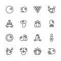 Simple set symbols bowling, kegling and billiards outline icon. Contains such icon bowling ball, skittles, bowls