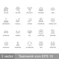 Simple set of team work related vector line icons