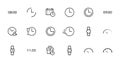 Simple set of time icon color editable template. Contains icons such as time check, magazine, speedometer calendar and other