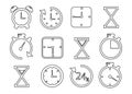 Simple Set of Time Related Vector Line Icons. Contains such Icons as Timer, Speed, Alarm, Restore, Time Management Royalty Free Stock Photo