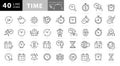 Simple Set of Time Related Vector Line Icons. Royalty Free Stock Photo