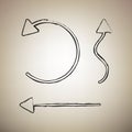 Simple set to Interface Arrows. Vector. Brush drawed black icon