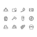 Simple set tourism, camping, hiking, climbing and trekking illustration line icon. Contains such icons tourist tent