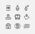 Simple Set of Travel Related Vector Line Icons. Contains such Icons as Luggage, Sunglasses and more. Editable Stroke Royalty Free Stock Photo