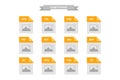 Simple set of types formats of document multimedia isolated icons
