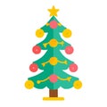 Seasonal Decorated Christmas Tree Icon with Star